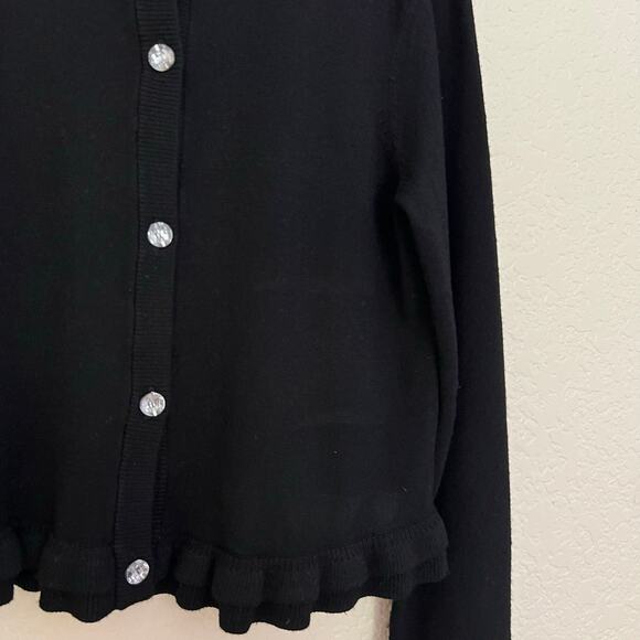Milly Minis Black Ruffle Trim Cardigan, Girls 10, Sparkle Button Sweater - Picture 7 of 7